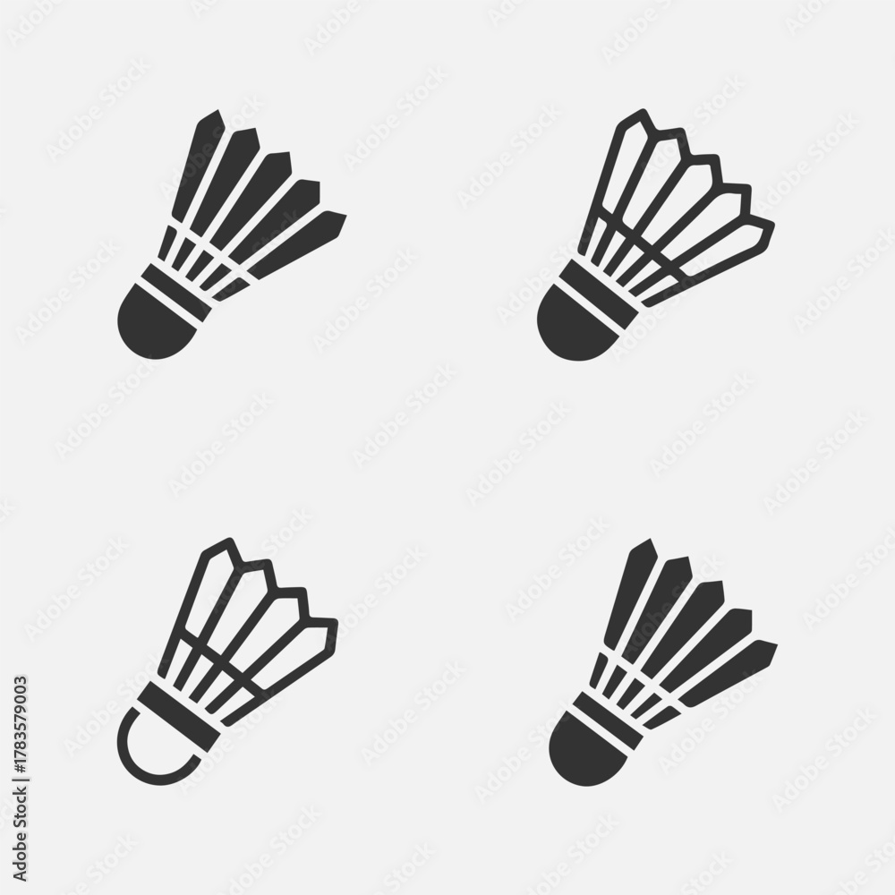 Fototapeta premium Badminton Shuttlecocks Icon New Design Black And White