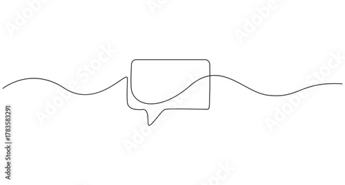 speech bubble icon single one line art vector illustration,