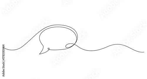 speech bubble icon single one line art vector illustration,