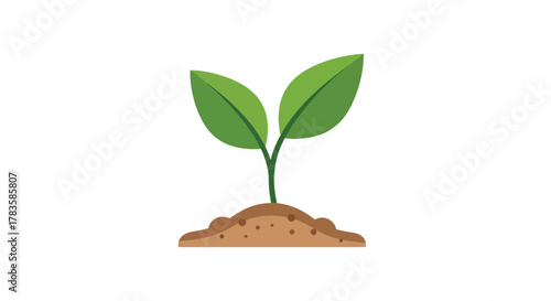 A vibrant green sprout emerging from soil a simple plant silhouette
