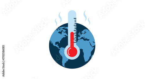 Global warming concept with earth and thermometer a striking silhouette