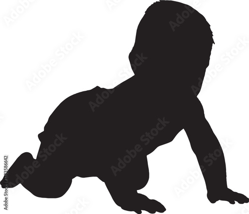 Silhouette of a baby crawling development milestone and childhood innocence