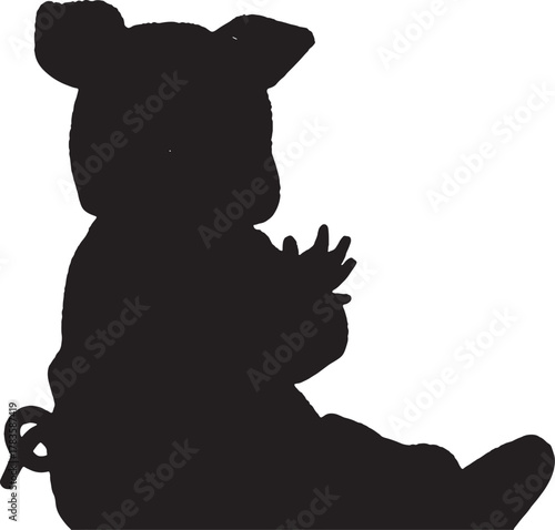 Pig silhouette vector graphic on white background with raised hands