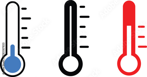 thermometer icon set. weather icons. Weather Sign. Temperature Scale Symbol. Warm cold Symbol
