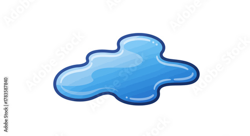Cartoon blue puddle of water with thick dark blue outline