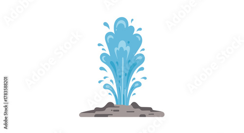 Illustration of a natural water geyser erupting from rocky ground