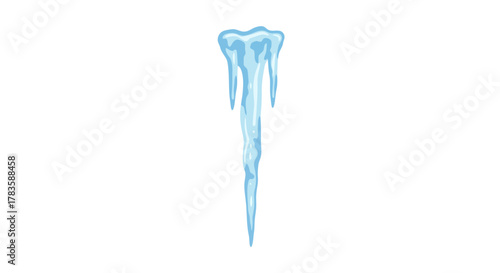 Stylized blue icicle illustration hanging vertically against a white background