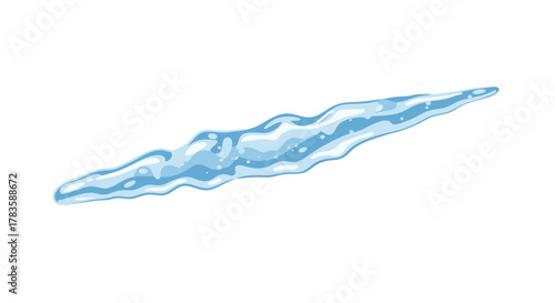 Stylized elongated blue ice or water formation against a white background
