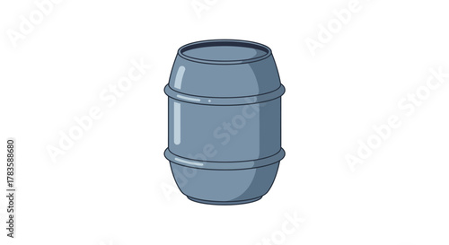 Stylized illustration of a bluegray metal barrel or keg on a white background