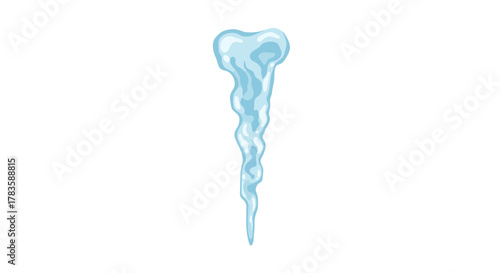 Stylized illustration of a light blue icicle hanging vertically against a white background