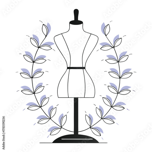 Minimalist vector design of a tailor s mannequin for fashion and sewing
