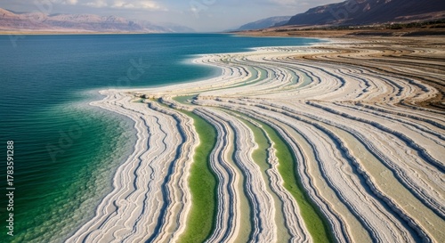 Salt Formations and Turquoise Water at Dead Sea
