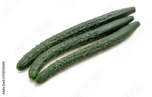 Fresh Whole Cucumbers on White Isolated Background – Raw Vegetable for Salads and Cooking