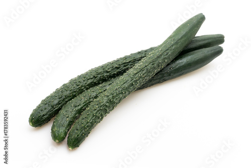 Fresh Whole Cucumbers on White Isolated Background – Raw Vegetable for Salads and Cooking