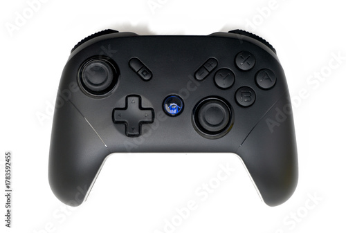 Black Gaming Controller on White Isolated Background – Universal Gamepad for Video Games