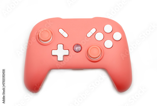 Pastel Pink Gaming Controller on White Isolated Background – Universal Gamepad for Video Games