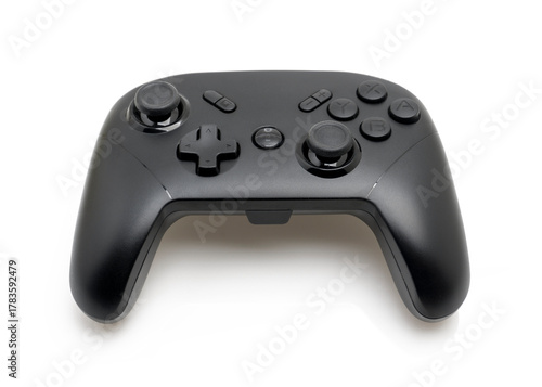 Black Gaming Controller on White Isolated Background – Universal Gamepad for Video Games
