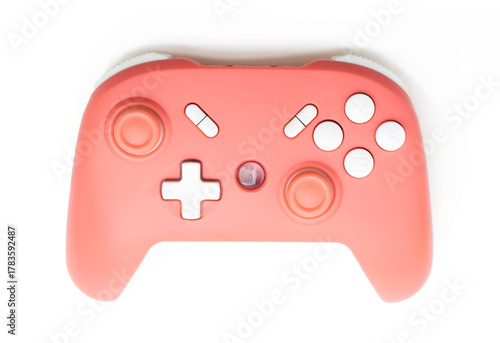 Pastel Pink Gaming Controller on White Isolated Background – Universal Gamepad for Video Games