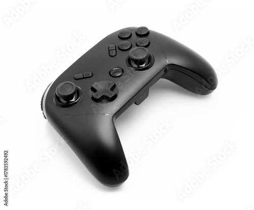 Black Gaming Controller on White Isolated Background – Universal Gamepad for Video Games