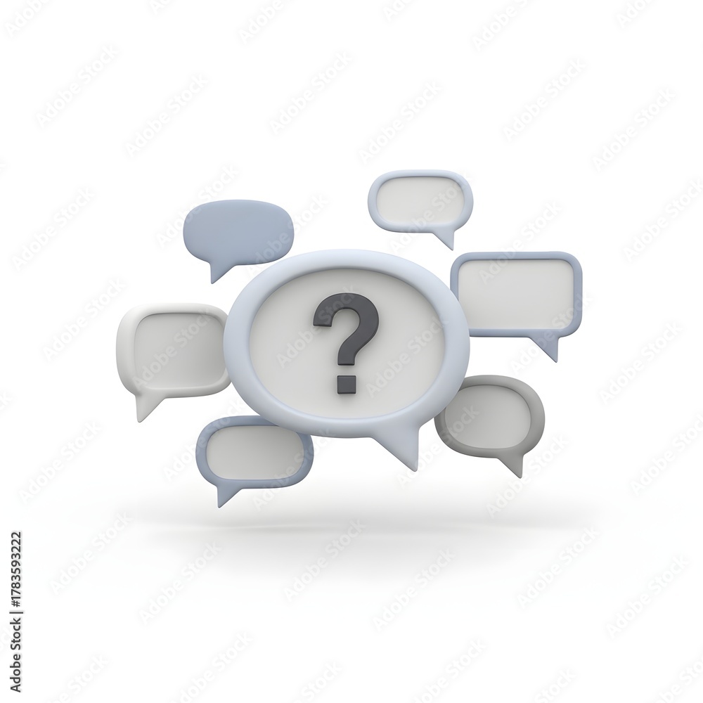 Obraz premium Questions and Answers Concept with Speech Bubbles and Question Mark Icon Isolated on White Background Question Concept Asking Question Icon Concept