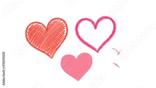 Playful Red and Pink Hand-Drawn Hearts Art Set