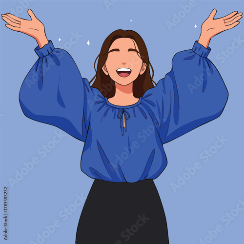 Vector Illustration of Woman in Traditional Bavarian Dress Holding Beer in Modern Style