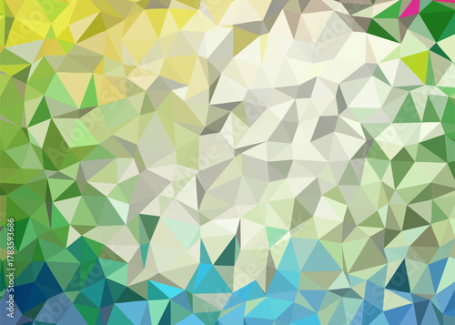 Abstract Geometric Triangle Pattern in Green, Blue, and Yellow Tones A Modern Background