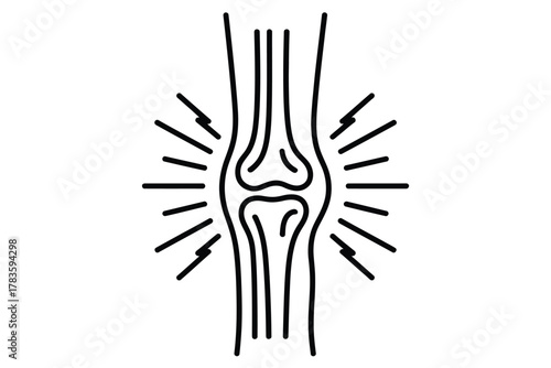 Illustration of a knee joint experiencing pain or inflammation.
