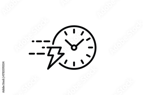 A clock icon with a lightning bolt symbolizing speed and efficiency.