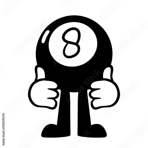 Vector Mascot eight ball hand drawing style