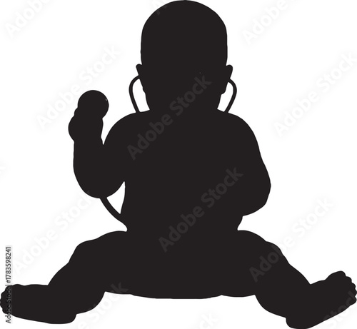 Silhouette of baby with stethoscope medical concept infant health care