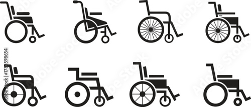 Wheelchair Icons Collection for Medical Healthcare and Accessibility Design Projects