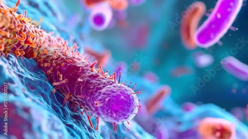 Microscopic View of Bacteria - A Detailed Examination of Cellular Structures.