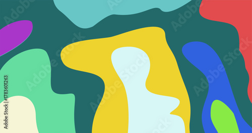 Abstract colorful shapes with smooth edges and vibrant colors creating lively pattern