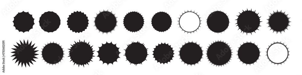 Fototapeta premium black starburst shapes round edges various sizes circle