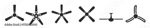 ceiling fan silhouette vector from bottom view.