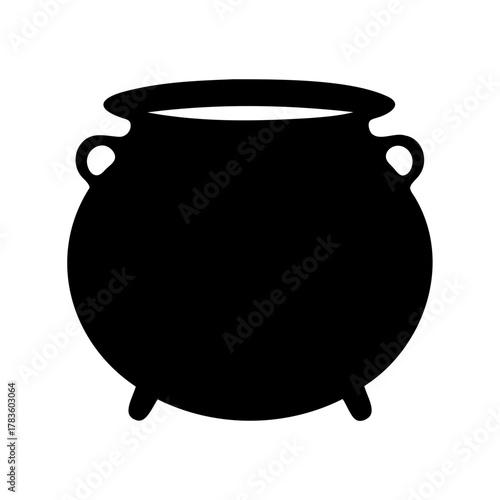 Silhouette of a traditional cauldron pot with handles, for magical brews