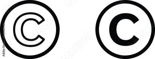 Copyright symbol vector illustration, stylized CR and standard C circle design icons, intellectual property artwork, legal rights protection graphic, modern minimal style, stock art collection