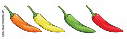  chilli pepper vector set isolated on white background red