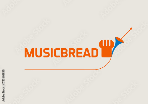 This logo for MusicBread creatively combines elements of music and baking, symbolizing the fusion of creativity and artistry found in both fields, perfect for a unique brand identity.