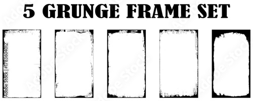 The layout of the frame. Set of five thin black frames. Gallery wall mockup