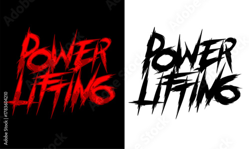Power Lifting lettering composition for sport gym, fitness bodybuilding. Design elements for emblem, print, badge, label in vintage style. Vector illustration.