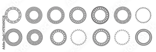 circle greek frames round meander borders decoration