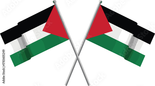 Palestine crossed flags vector illustration, national pride artwork, unity identity design, cultural symbol icon, modern minimal style, patriotic stock art collection