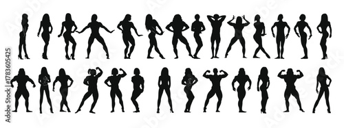 Black Silhouettes of Female Bodybuilders