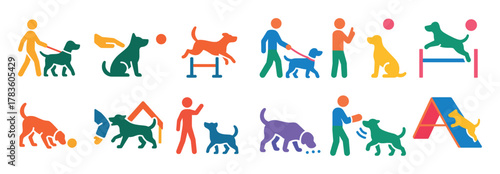 Colorful Dog Training Icons