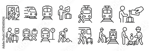 Minimalist Train Icon Grid