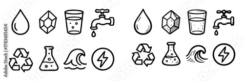 Desalination Doodle Icons