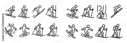Winter Sports Doodle Icons