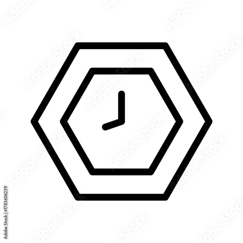 Clock Hexagon icon set featuring modern minimal design, ideal for time tracking, scheduling, digital interfaces, and geometric style workflows.